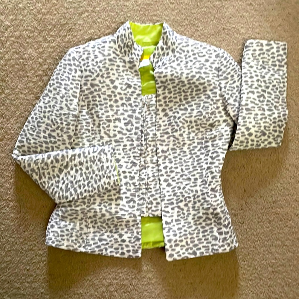 Animal Print Silk Jacket and Tank, EUC